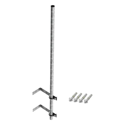 Mástil de 3 m de 1-1/2" diámetro ced. 30 con Herrajes para Sujeción a Pared.