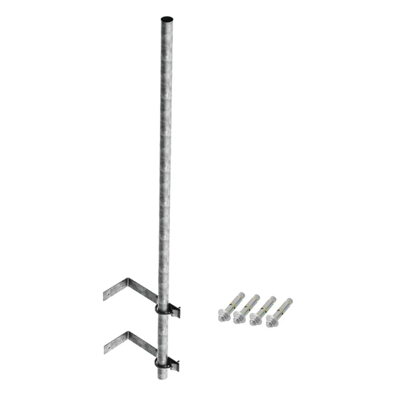Mástil de 3 m de 1-1/2" diámetro ced. 30 con Herrajes para Sujeción a Pared.