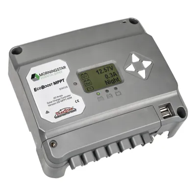 Controlador de Carga Solar MPPT EcoBoost 40 A / Pantalla LCD / 12V y 24V / 2 Puertos USB 3A / Control de Iluminación