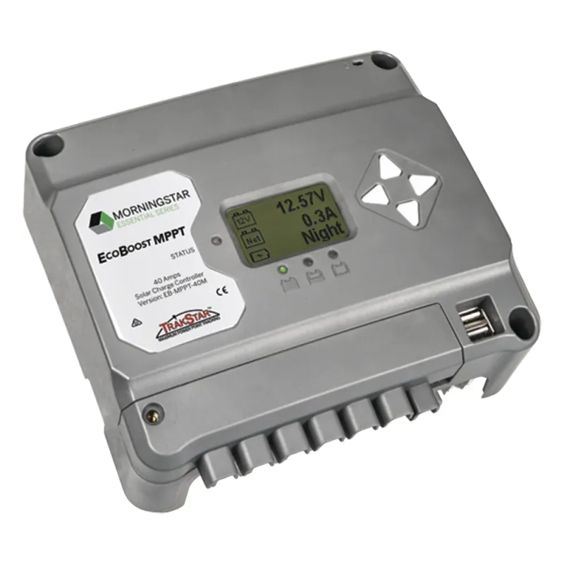 Controlador de Carga Solar MPPT EcoBoost 40 A / Pantalla LCD / 12V y 24V / 2 Puertos USB 3A / Control de Iluminación