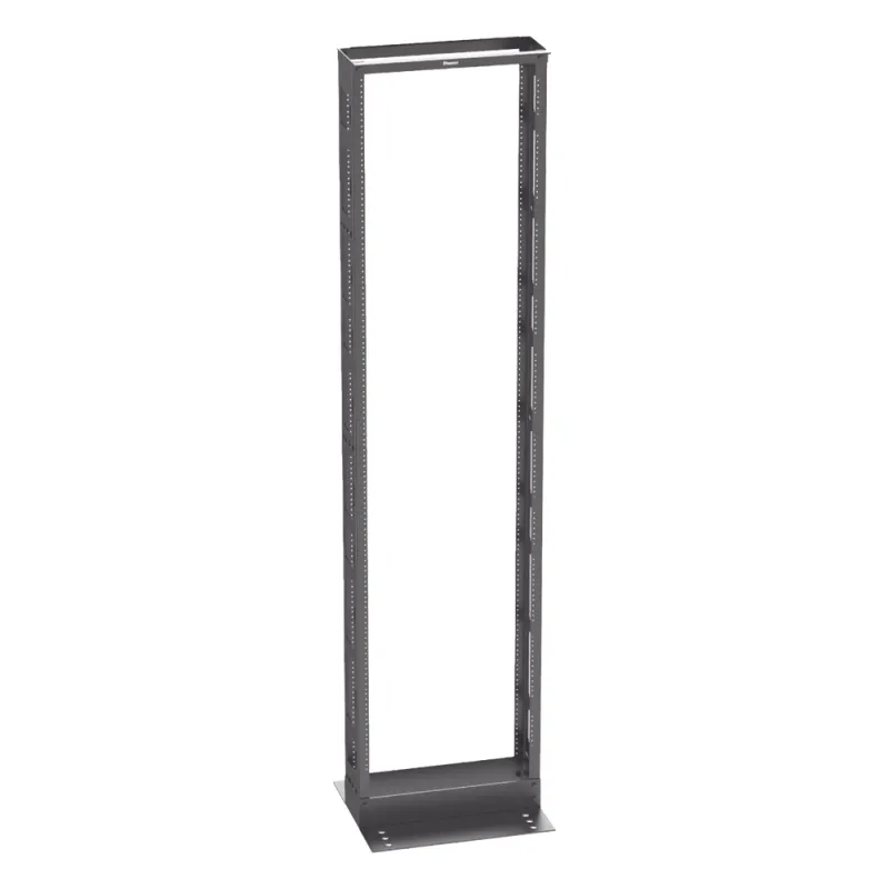Rack de Dos Postes Estándar de 19 in, Rieles Numerados y Roscados #12-24, 6 in de Profundidad, Fabricado en Acero, 45 Unidades de Rack, Color Negro