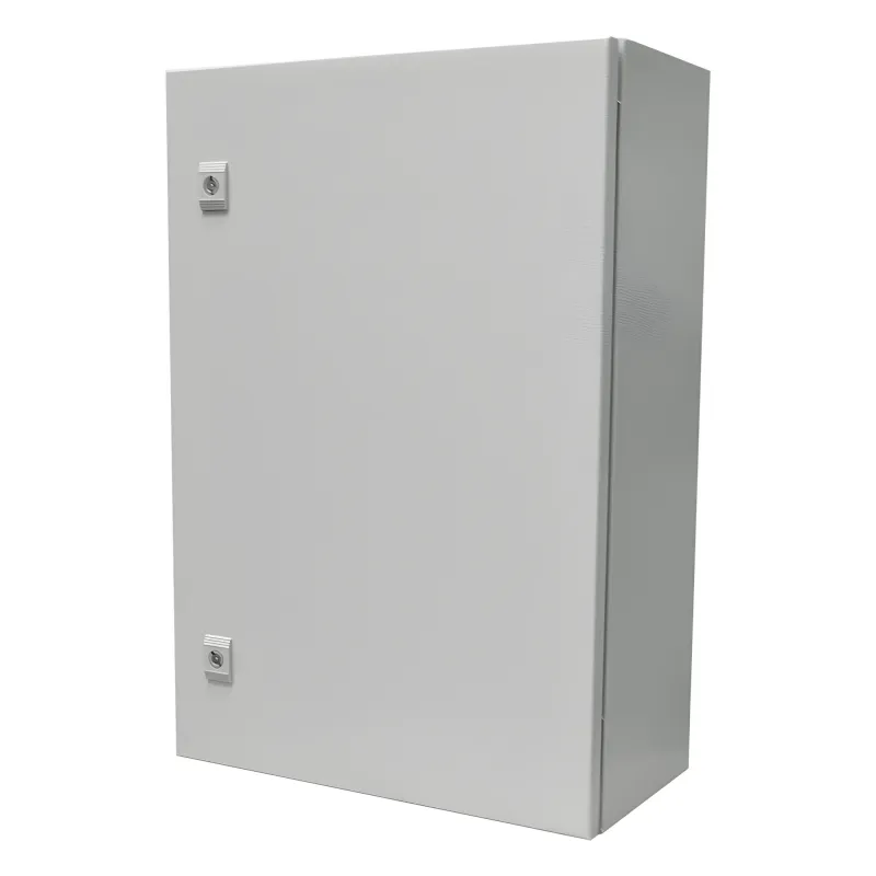 Gabinete de Acero IP66 Uso en Intemperie (500 x 700 x 250 mm) con Placa Trasera Interior Metálica y Compuerta Inferior Atornillable (Incluye Chapa y Llave T).