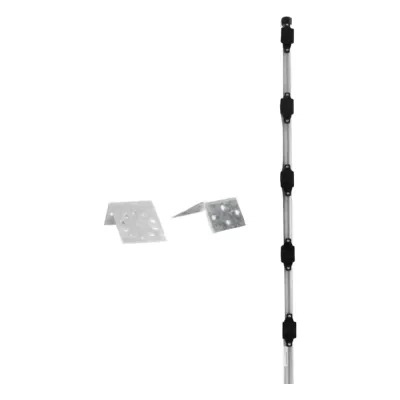 Poste con altura de 1m para cercos eléctricos/ Incluye base multiposicion fabricado 100% con acero galvanizado con 5 aisladores de paso