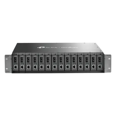 Chasis para Montaje en Rack de 14 bahías / Soporta Convertidores de Fibra Óptica TP-Link / Compatibles (MC111CS, MC112CS, MC220L, MC110CS, MC100CM, MC210CS, MC200CM) / Plug and Play