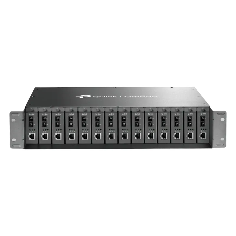 Chasis para Montaje en Rack de 14 bahías / Soporta Convertidores de Fibra Óptica TP-Link / Compatibles (MC111CS, MC112CS, MC220L, MC110CS, MC100CM, MC210CS, MC200CM) / Plug and Play