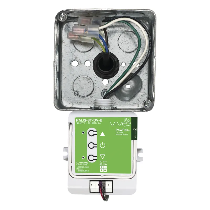 Módulo de atenuación inalámbrico PowPak con control 0-10 V, 8 A, 120/277 V, para balastros y drivers LED, compatible con controles Pico, sensores Radio Powr Savr y hub Vive