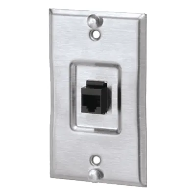 Placa de Pared Telefónica, Salida de 1 Puerto Keystone, Con Jack Cat5e Estilo TP, de Acero Inoxidable