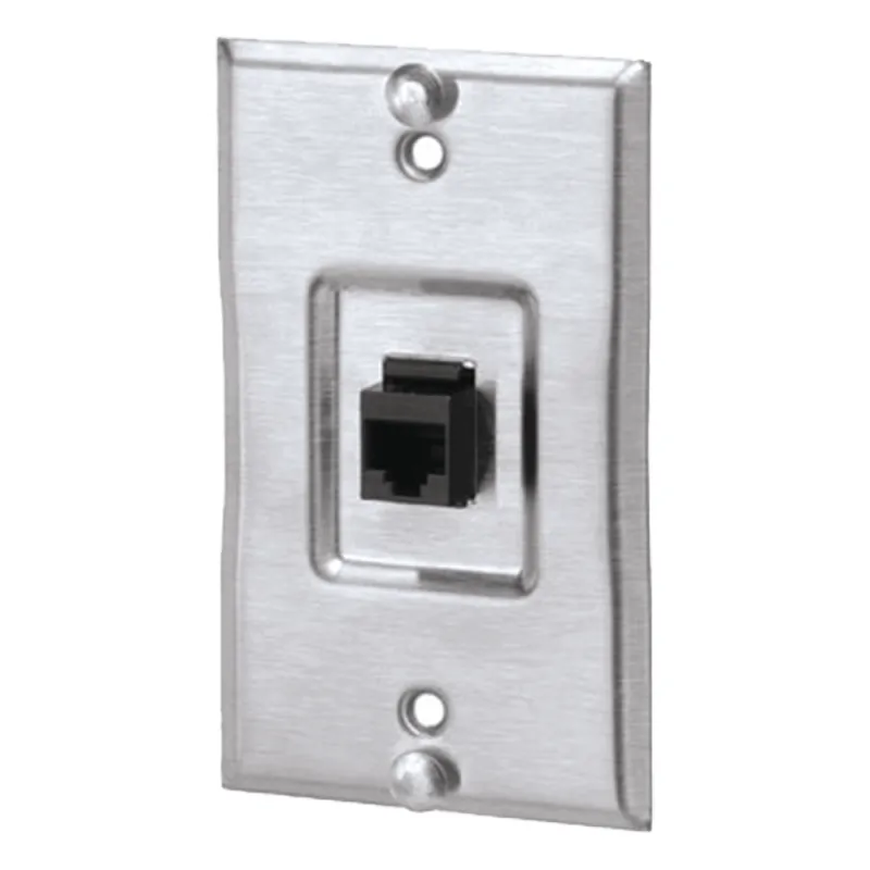 Placa de Pared Telefónica, Salida de 1 Puerto Keystone, Con Jack Cat5e Estilo TP, de Acero Inoxidable