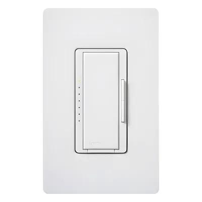 Atenuador de pared inalámbrico Maestro Wireless, 150 W LED/CFL, 600 W incandescente/halógeno, 600 VA MLV, 120 V, no requiere neutro, compatible con hub Vive, color blanco