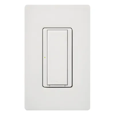 Interruptor inalámbrico on/off Maestro Wireless para iluminación de 6 A y ventiladores de hasta 1/10 HP, 120 V, requiere neutro, compatible con hub Vive, color blanco
