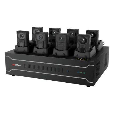 Estación de Acoplamiento para Cámaras Corporales DS-MH4172I / Carga y Recopilación de Datos para 8 Cámaras / 4 HDD de 2 TB a 6 TB / Interfaz USB 3.0 y Ethernet / Compatible con Windows 10