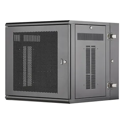 Gabinete PanZone de Montaje en Pared, de 19in, Puerta Ventilada, 12 UR, 635mm de Profundidad, Color Negro