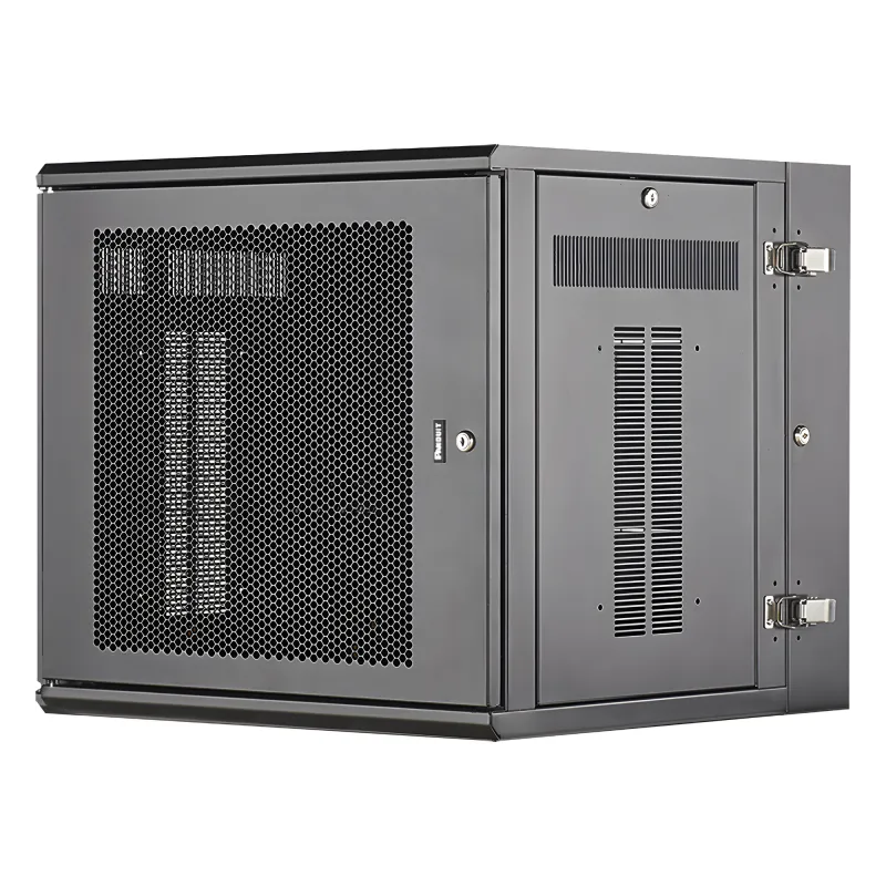 Gabinete PanZone de Montaje en Pared, de 19in, Puerta Ventilada, 12 UR, 635mm de Profundidad, Color Negro