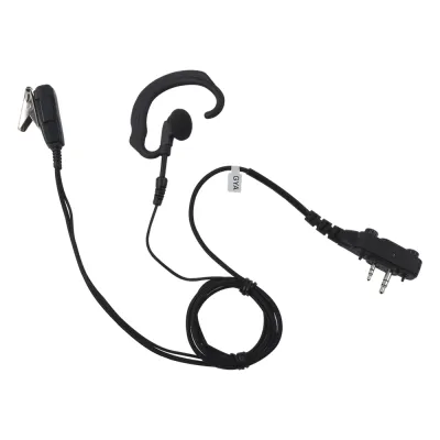 Micrófono de solapa con gancho suave para la oreja y fibra trenzada para puerto de accesorios Icom de 2 pines con tornillos