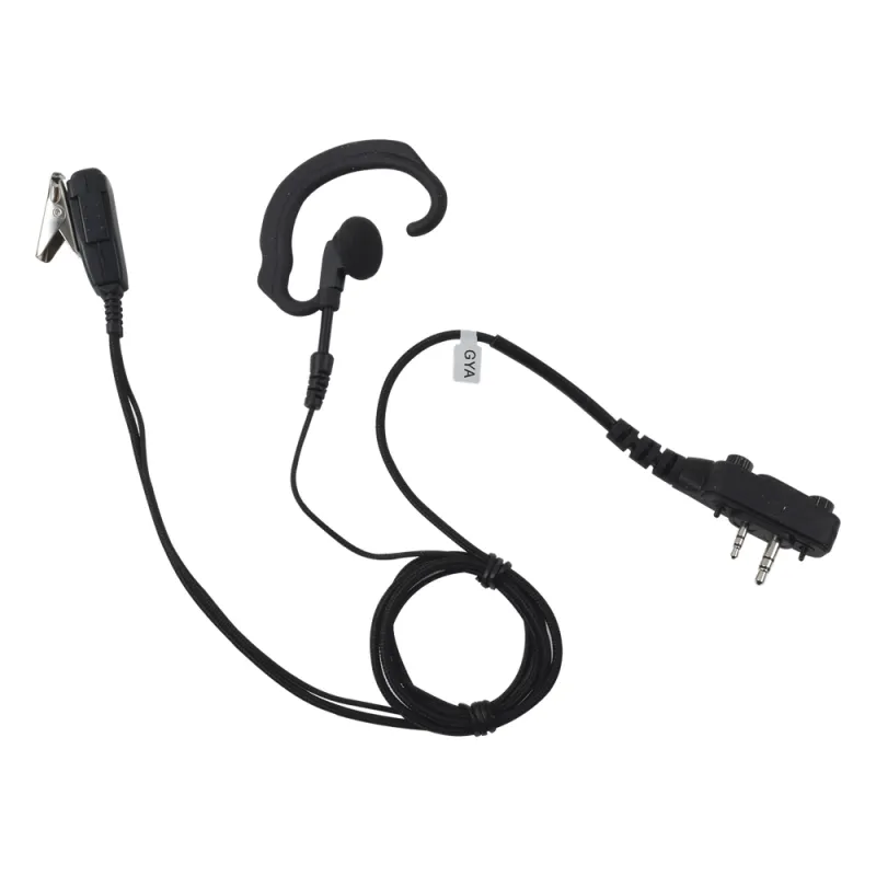 Micrófono de solapa con gancho suave para la oreja y fibra trenzada para puerto de accesorios Icom de 2 pines con tornillos