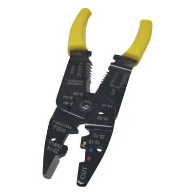 Pinza Cortacables / Pelacables 10 a 22 AWG con Plegador de Conectores.