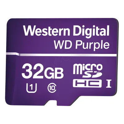 Memoria microSD de 32GB PURPLE, Especializada Para Videovigilancia, 10 VECES MAYOR DURACIÓN, 3 AÑOS DE GARANTIA