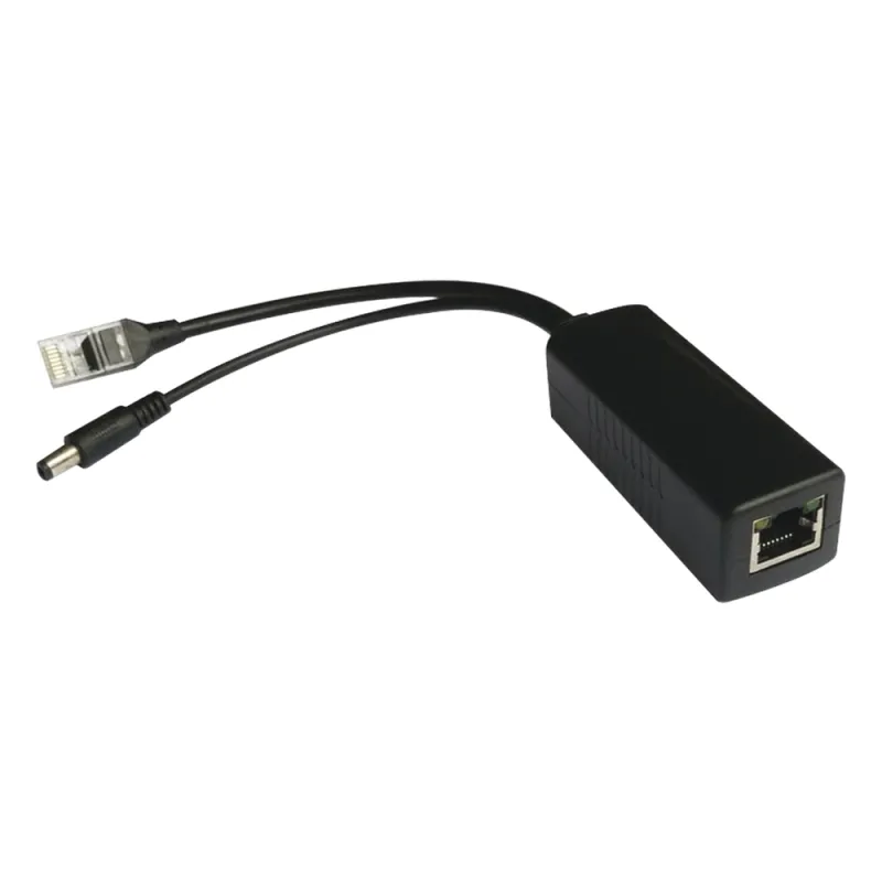 Cable divisor PoE pasivo de 48-55 Vcc @ 12 Vcc, 2 A. Aplicaciones como adaptar micrófonos en cámaras IP