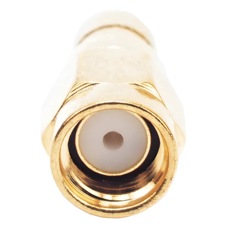 Conector SMA Macho Inverso de Anillo Plegable para Cables RG-8/X, LMR-240, 9258, Oro/ Oro/ Teflón.â€‹
