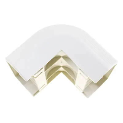 Esquinero exterior, para uso con canaleta T70, Material PVC Rígido, Color Blanco Mate