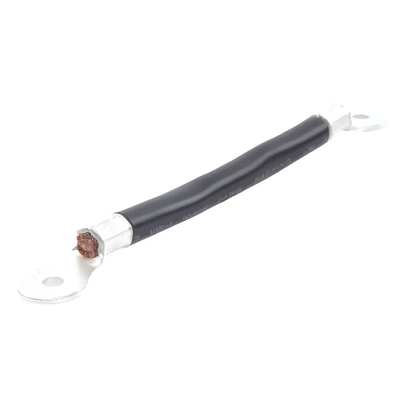 Cable para Baterías, 0.2m, Negro, Calibre 2 AWG con Terminales de Ojo en Ambos Extremos