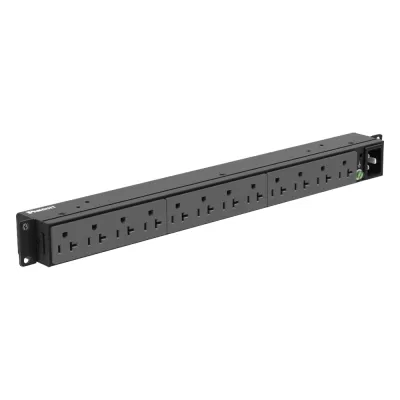 PDU Básico para Distribución de Energía, Enchufe de Entrada NEMA 5-20P, Con 12 Contactos NEMA 5-20R, Instalación Horizontal de 19in, 1UR, 20 Amp, 120 Vca