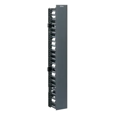Organizador Vertical NetRunner, Sencillo (Solo Frontal), Para Rack Abierto de 45 Unidades, 4.9in de Ancho, Color Negro