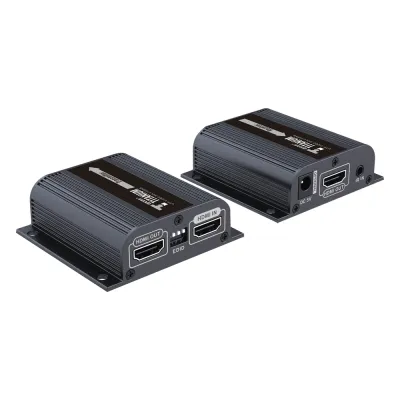 Kit Extensor HDMI para distancias de 50 metros / Soporta resoluciones 720 y 1080P @ 60 Hz / Cat 6, 6a y 7 / Salida Loop en el Tx para visualización local / Configuración EDID / Soporta control remoto del equipo fuente / Alimente solo el Tx