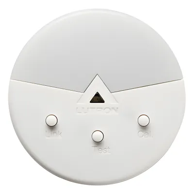 Sensor de luz natural inalámbrico Radio Powr Savr de montaje en techo, rango 0-1600 lx, batería con 10 años de vida, tecnología Clear Connect para sistemas Lutron