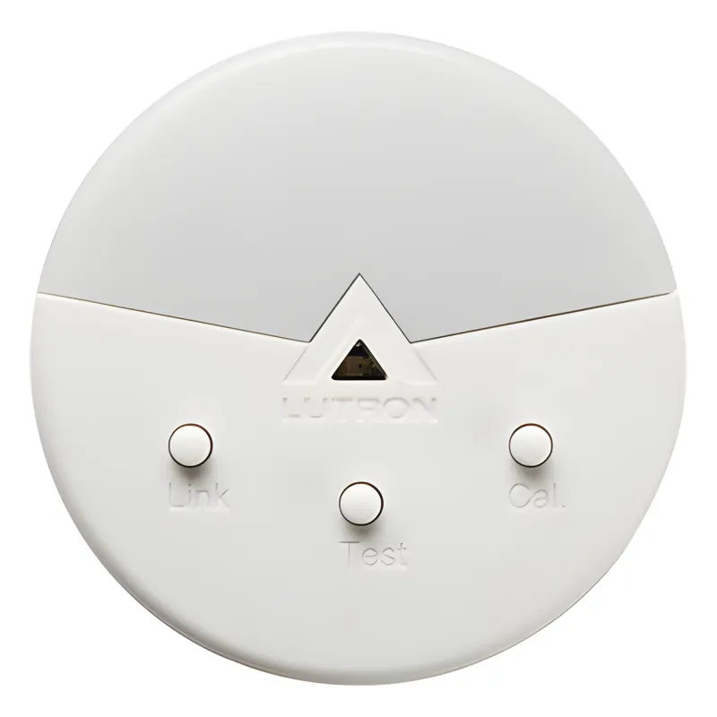 Sensor de luz natural inalámbrico Radio Powr Savr de montaje en techo, rango 0-1600 lx, batería con 10 años de vida, tecnología Clear Connect para sistemas Lutron