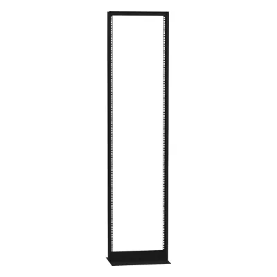 Rack de 2 Postes (Doble Perforación), Estándar 19", 45 Unidades, Fabricado en Acero, Base "L" para Anclar a Piso.