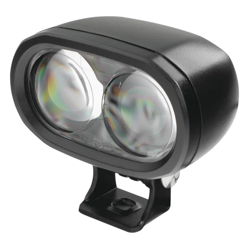 Luz LED de Advertencia Peatonal / Proyección de Punto Azul en Piso / 12-80 VCC / 1 A Máx / IP67 / Carcasa de Aluminio / Lente de Policarbonato / Para Montacargas y Vehículos Industriales