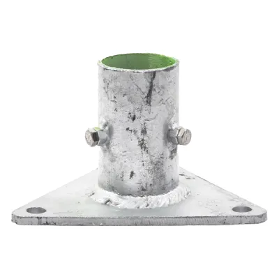Base Triangular para Mástil de 1" a 2" con Opresores. Galvanizado por Inmersión en Caliente.