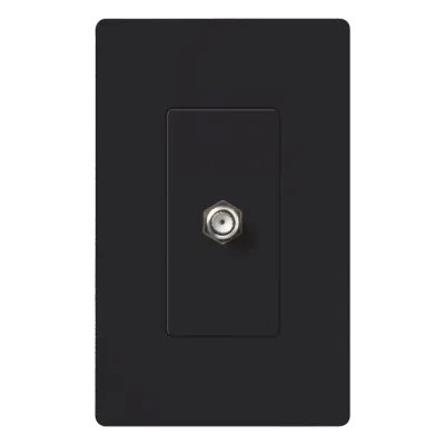 Salida de pared para cable coaxial con conector tipo F de 75 ohms, un puerto, apertura tipo designer, línea Satin Colors color Midnight
