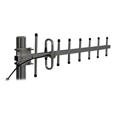 Antena Yagi Anodizada en Negro 340-366 MHz, 7 Elementos, 10 dB de Ganancia, 250 Watt, N Macho.