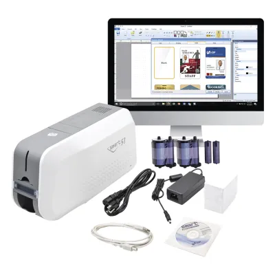 Kit de Impresora tarjetas de PVC / Puede Crecer a Laminador/ Una Cara / Incluye: 2 x Ribbon a Color, 100 Tarjetas PVC, Kit de Limpieza, Software