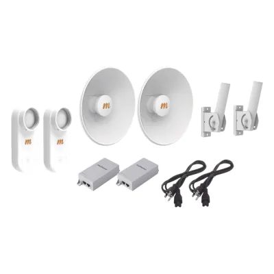 Kit de 2 radios C5X / Con antena N5-X25-2PACK (25 dBi) / Frecuencia extendida (4.9 a 6.4 GHz) / Incluye inyector POE / cable de alimentación y 2 FLEXIMOUNT-XL de / Ideal para hasta 10 km