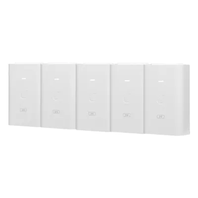 5 Unidades del Adaptador PoE Ubiquiti de 24 VDC, 1.0 A con puerto Gigabit, color blanco