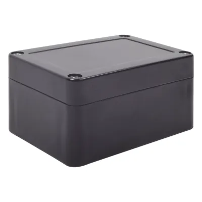 Gabinete Plástico Negro para Exterior (IP65) de 100 x 68 x 50 mm Cierre por Tornillos.