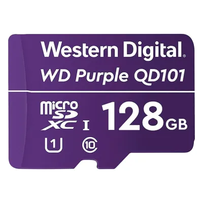 Memoria microSD de 128 GB PURPLE, Especializada Para Videovigilancia, 10 VECES MAYOR DURACIÓN, 3 AÑOS DE GARANTIA