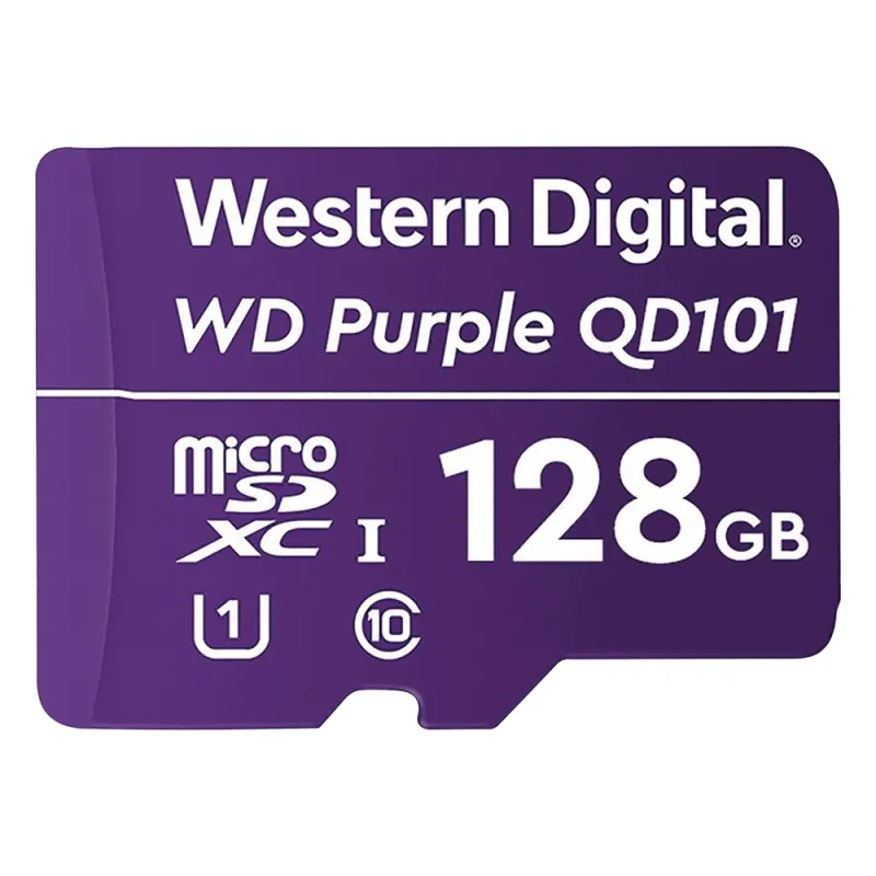 Memoria microSD de 128 GB PURPLE, Especializada Para Videovigilancia, 10 VECES MAYOR DURACIÓN, 3 AÑOS DE GARANTIA