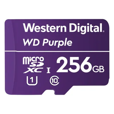 Memoria microSD de 256 GB PURPLE, Especializada Para Videovigilancia, 10 VECES MAYOR DURACIÓN, 3 AÑOS DE GARANTIA