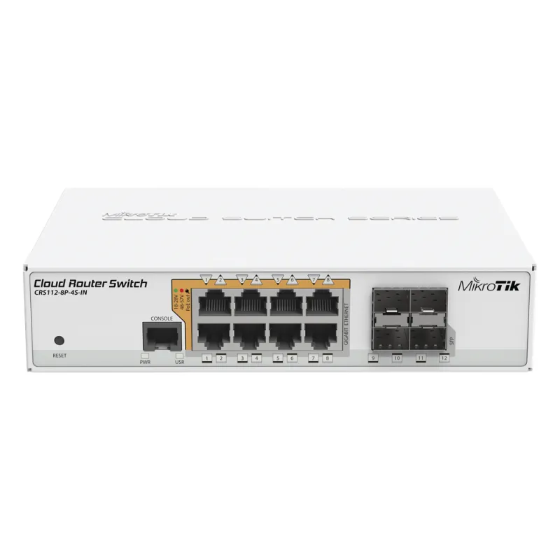 Cloud Router Switch Administrable L3, 8 puertos 10/100/1000 Mbps c/PoE Pasivo ó 802.3af/at, 4 Puertos SFP