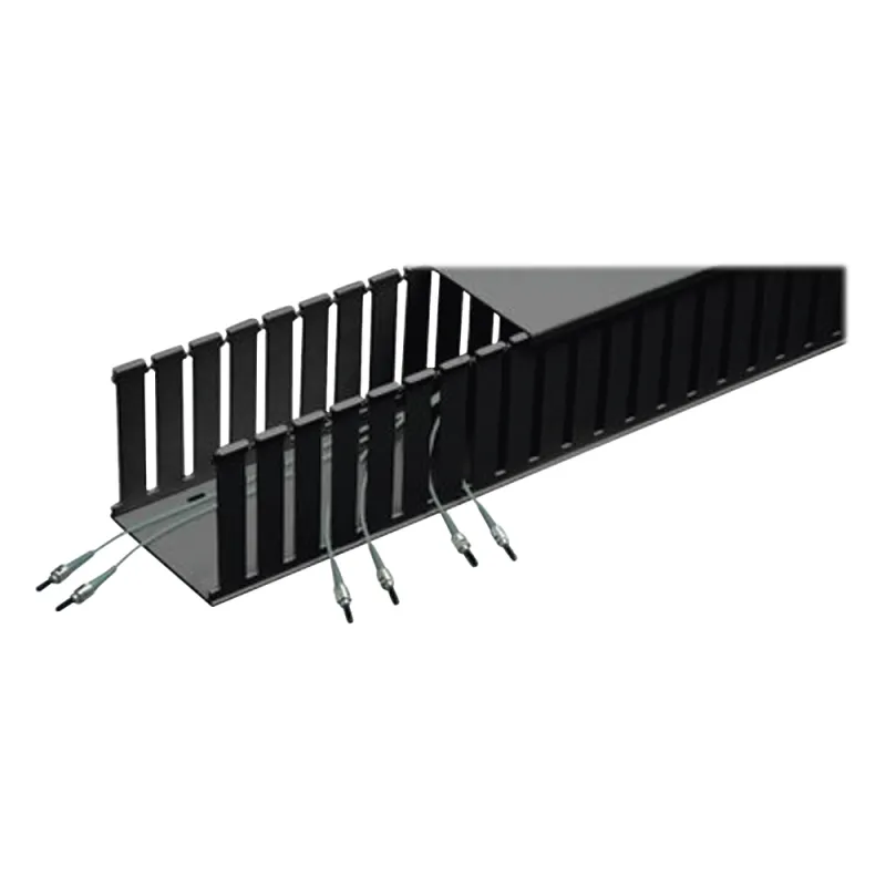 Canaleta Ranurada de PVC sin Tapa, Fiber-Duct™, 4 in de Ancho, 4 in de Alto y 1828.8 mm de Largo, Color Negro