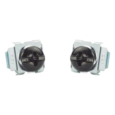 Kit de 100 Tornillos y 100 Tuercas Enjauladas M6, Para Uso en Gabinetes o Racks con Rieles con Orificios Cuadrado