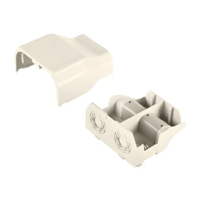Conexión de tubería a canaleta T70, Salidas de 1/2", 3/4", 1" y 1 1/4", material ABS, Color Blanco Mate