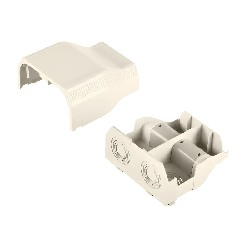 Conexión de tubería a canaleta T70, Salidas de 1/2", 3/4", 1" y 1 1/4", material ABS, Color Blanco Mate
