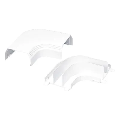 Curva de radio controlado, para uso con canaleta T45, Material PVC Rígido, Color Blanco Mate