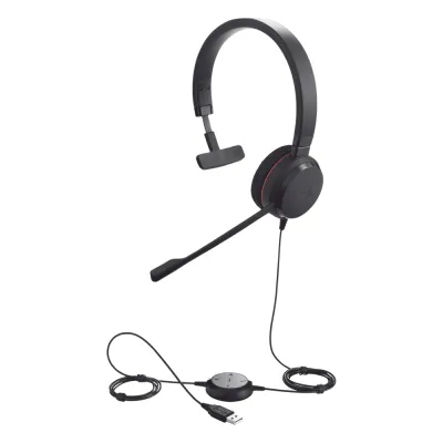 Jabra Evolve 20 Mono con conexión USB, micrófono con cancelación de ruido de ultima generación, configuración Plug and Play (4993-829-209)