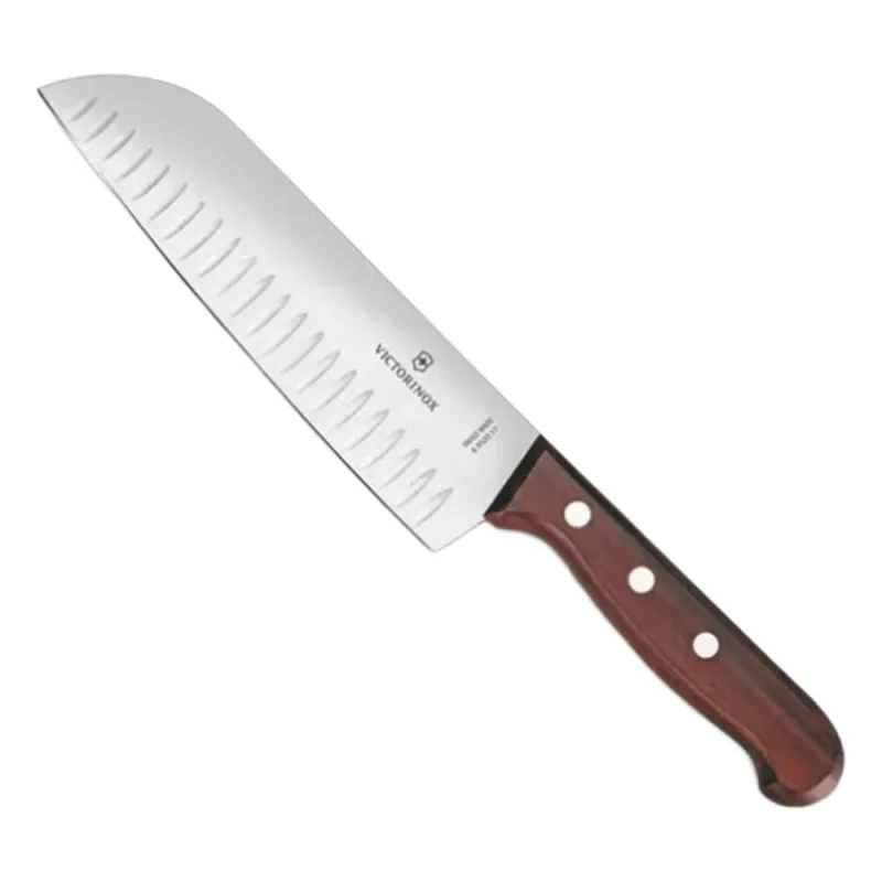 Cuchillo Santoku Wood de 17 cm, Filo con Alvéolos Estilo Japonés.